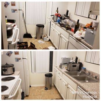 Small kitchen before and after professional cleaning