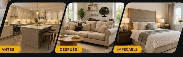 Clean kitchen, living room and bedroom